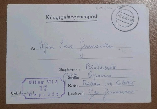 Zensur brief oflag - zensur, vii