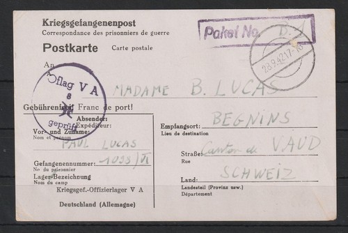 Kriegsgefangenenkarte für